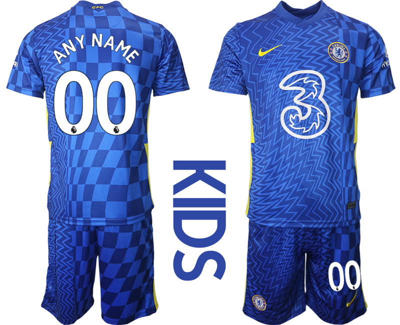 Youth 2021-2022 Club Chelsea FC home blue customized Nike Soccer Jersey->->Custom Jersey